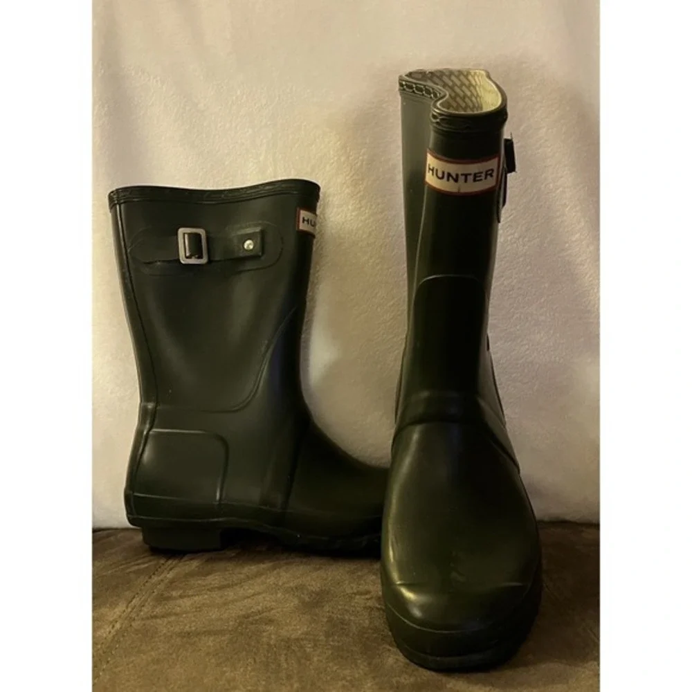 Hunter Men's Original Short Waterproof Rain Boots | Dark‎ Green | Size US 5